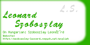 leonard szoboszlay business card